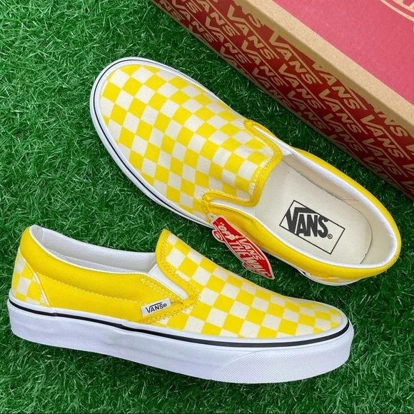 Vans Classic Slip On Checkerboard Yellow - Picture 1 of 6